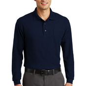 Long Sleeve Silk Touch Polo with Pocket